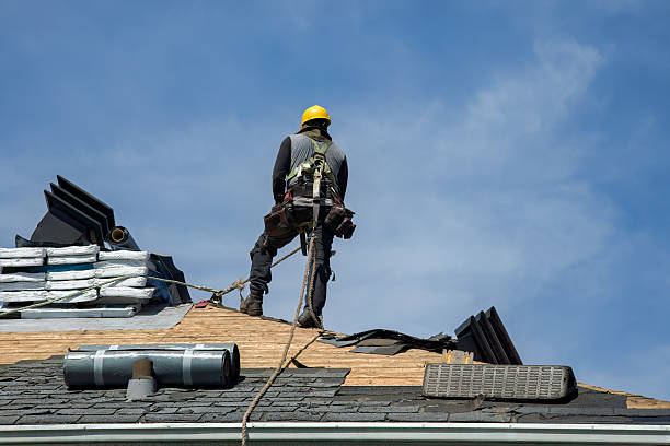 Professional Roof Replacement technician working in Arcadia, MI